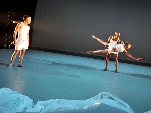 The Ailey II dance company performs during the Ailey II New York season dress rehearsal at The Alvin Ailey Citigroup Theater. Fernando Leon/AFP