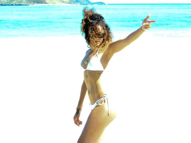 Rihanna is surely on top of the world.