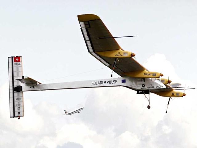 Solar Impulse's CEO and pilot Andre Borschberg takes off with the solar-powered HB-SIA prototype aircraft during a flight from Brussels to Paris. Reuters/Francois Lenoir