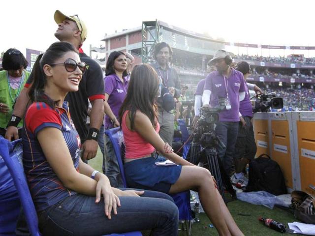 Nargis Fakhri while watching the match.