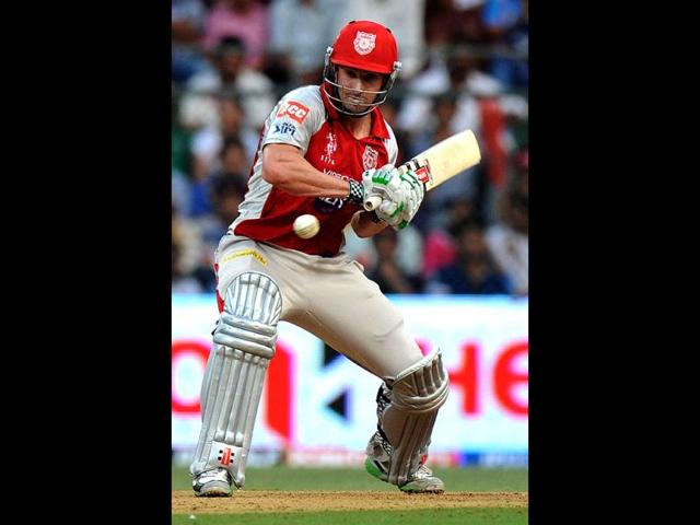 Kings XI Punjab batsman Shaun Marsh prepares to play a shot during the IPL Twenty20 cricket match between Mumbai Indians and Kings XI Punjab at the Wankhede Stadium in Mumbai. (AFP Photo/Indranil Mukherjee)