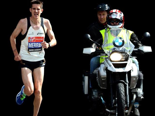 Lee Merrien of Great Britain runs out of a tunnel near Blackfriars Bridge during the 2012 London marathon. Merrien was the first Briton to cross the line finishing in 17th place. Kenya's Wilson Kipsang of Kenya won the race with a time of 2:04:44. (AFP Photo)