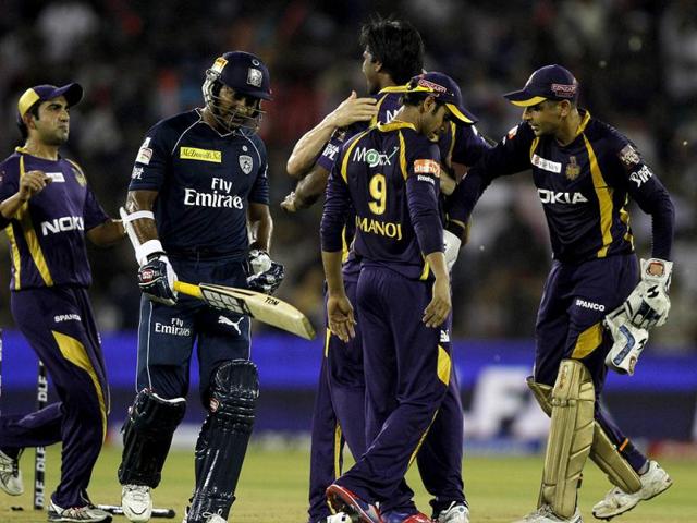 Kumar Sangakkara of Deccan Chargers bowled by Lakshmipathy Balaji at Barabati Stadium in Cuttack. (HT PhotoAshok Nath Dey)