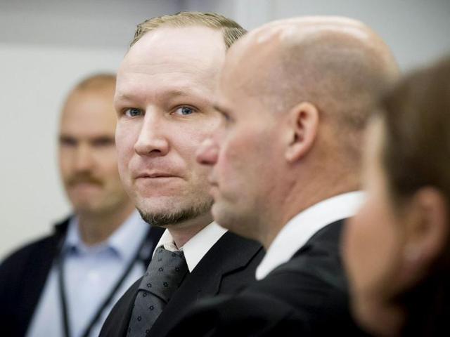 During the trial on Monday, Brevik insisted, "This is a small barbarity to avoid a larger barbarity." AFP Photo: Heiko Junge/Pool