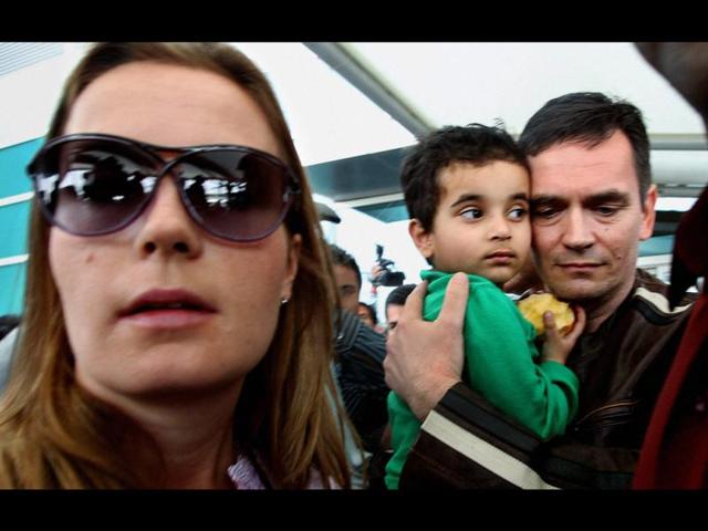 Abhigyan upon his arrival at IGI airport in New Delhi. NRI children Aishwarya and Abhigyan arrived from Norway, where they were kept in foster care for nearly a year. PTI/Atul Yadav