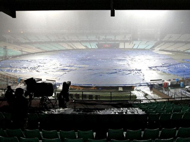 Heavy rains before the start of IPL-5 match between KKR and Deccan Chargers in Kolkata. (PTI PhotoAshok Bhaumik)