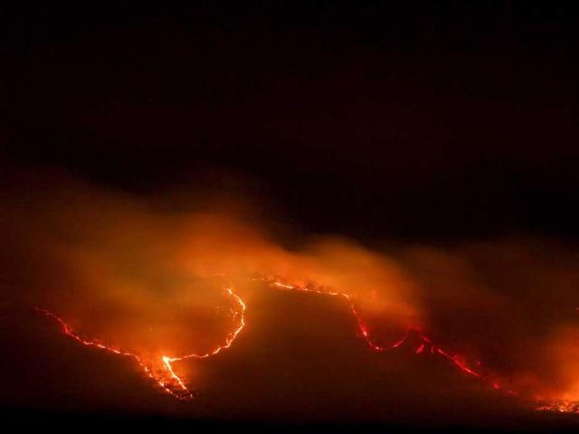 A massive fire rages in "La Primavera" forest in Guadalajara, Mexico. More than 700 firefighters were sent to the site where the fire has been burning uncontrolled for four days now and has consumed over 5000 hectares so far. (AFP Photo)