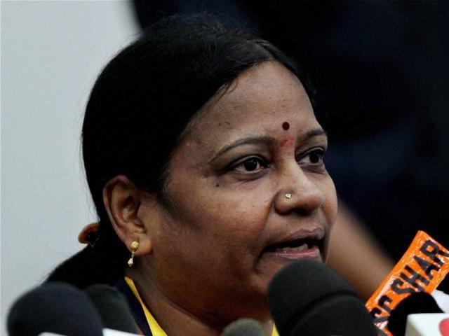 Satellite director N Valarmathi addressing a press conference on the successful launch of the PSLV C-19, carrying the RISAT-1 satellite, from Satish Dhavan Space Center in Sriharikota. PTI Photo by R Senthil Kumar