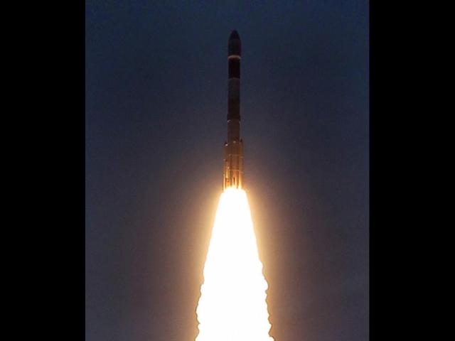 PSLV C-19, carrying the RISAT-1 satellite takes off during its launch from the Satish Dhawan Space Centre in Sriharikota. PTI Photo by R Senthil Kumar