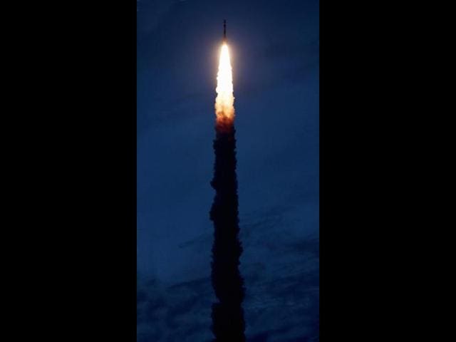 PSLV-C19 carrying India's First Radar Imaging Satellite (RISAT-1) lifts-off from Satish Space Centre, in Sriharikota. UNI Photo