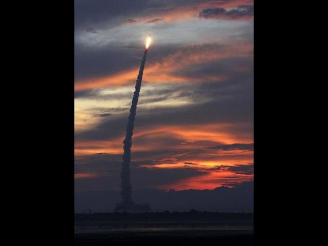 PSLV C-19 lifts off carrying India's first indigenous radar imaging satellite RISAT-1 at the Satish Dhawan Space Centre in Sriharikota. Images from the 1,858 kg RISAT-1, the country's first microwave remote sensing satellite, has the capability to take images of the earth during day and night as well as in cloudy conditions and will facilitate agriculture and disaster management, according to a news agency. AP Photo/Arun Sankar K