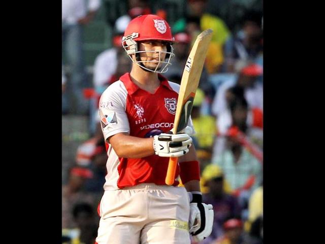 Kings XI Punjab's Mandeep Singh celebrates his half century against Chennai Super Kings during the IPL-5 match at MAC Stadium in Chennai. PTI/R Senthil Kumar