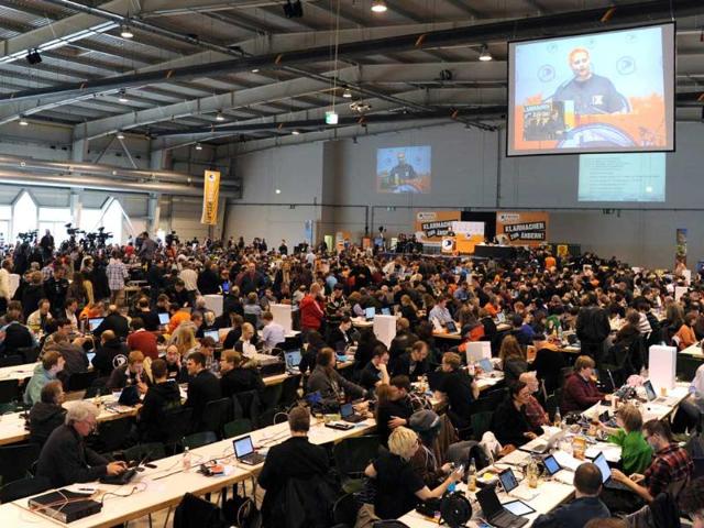 Members of German Pirate Party attend the party's two-day conference in Neumuenster, northern Germany. AFP Photo/Angelika Warmuth