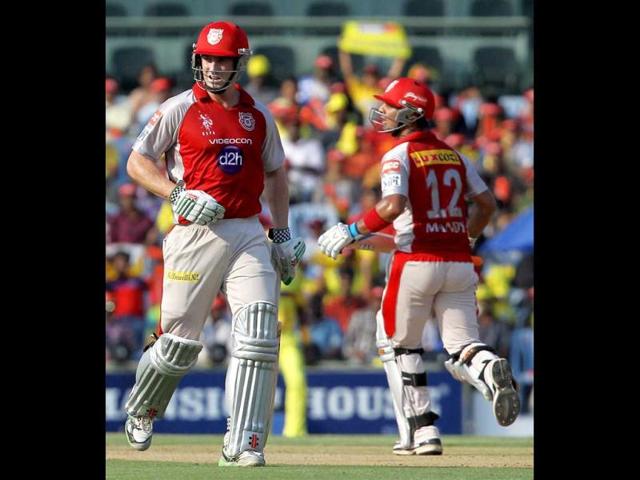 Kings XI Punjab's Mandeep Singh and Shaun Marsh take a run during the IPL-5 match against Chennai Super Kings at MAC Stadium in Chennai. PTI/R Senthil Kumar