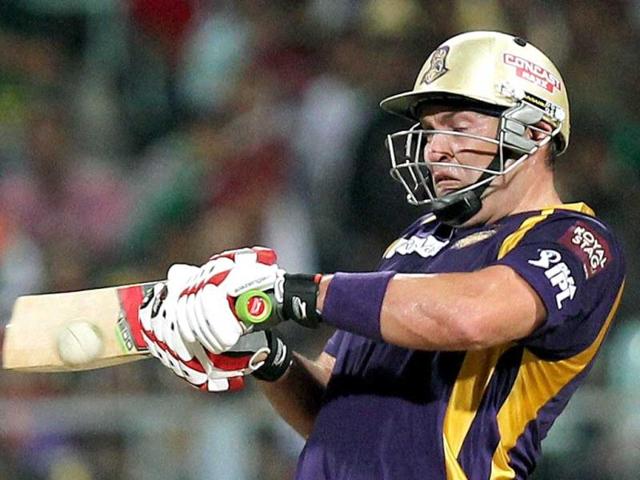 KKR batsman Jacques Kallis plays a shot during IPL-5 match against Royal Challengers Bangalore at Eden Gardens in Kolkata. PTI/Swapan Mahapatra