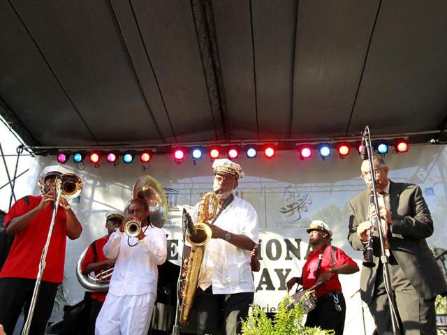 The Treme Brass band performs at a sunrise concert marking International Jazz Day in New Orleans. AP Photo/Gerald Herbert