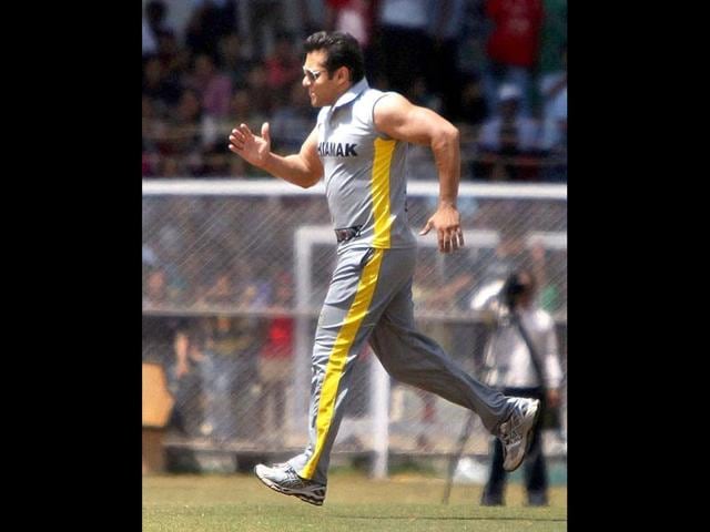 Salman Khan plays during a charity match between celebrities and a team of physically challenged persons. (PTI Photo) Salman Khan plays during a charity match between celebrities and a team of physically challenged persons. (PTI Photo)