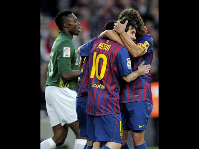 Still only 24, Messi is already Barca's leading scorer in official games with 248 goals, beating Cesar Rodriguez's 60-year-old record of 232 in March when he also became the first player to score five in a Champions League match. (Text: Reuters, Photo: AFP)