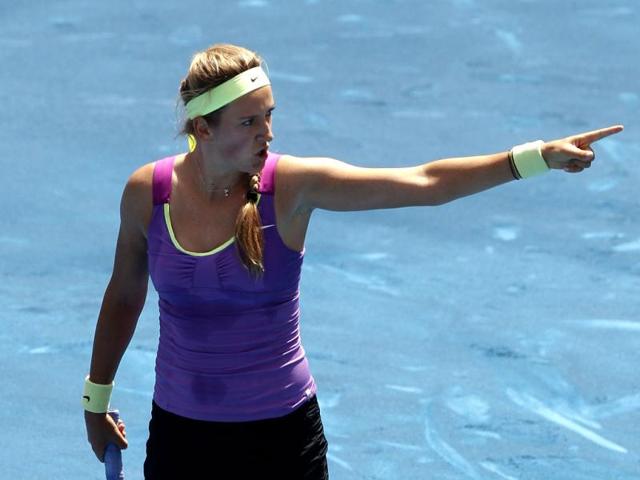 Victoria Azarenka of Belarus celebrates her victory over Li Na of China after their women's quarterfinal singles match at the Madrid Open tennis tournament in Madrid. Reuters/Andrea Comas