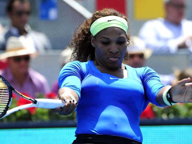 US' Serena Williams gestures during the final match of the Madrid Masters against Belorussian Victoria Azarenka at the Magic Box (Caja Magica) sports complex in Madrid. Williams won 6-1, 6-3. AFP/Javier Soriano