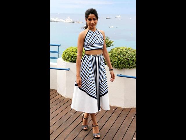 Freida Pinto poses during a photocall to promote movie Desert Dancer at the 65th Cannes film festival on May 18 (AFP photo).