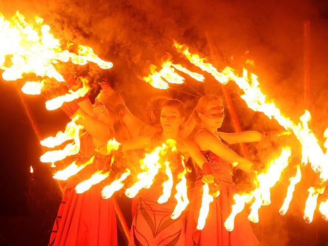 Performers participate in a two-day fire festival in Minsk. AFP/Viktor Drachev