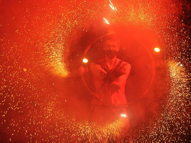 A performer participates in a two-day Fire Festival in Minsk. AFP/Viktor Drachev