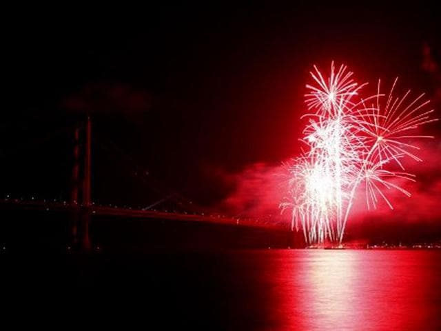 Fireworks illuminate the Golden Gate Bridge during the celebration of its 75th anniversary. Tens of thousand of people came to San Francisco's waterfront to mark the 75th anniversary of the Golden Gate Bridge, the distinctive orange vermilion structure that attracts some 10 million visitors each year. AFP/Kimihiro Hoshino