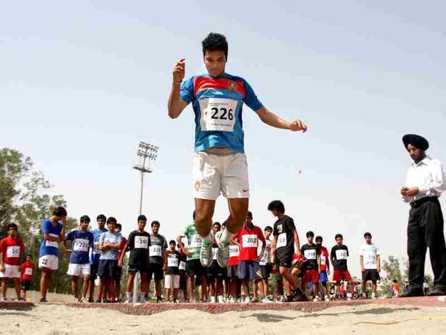 Aspirant students participating in the Fitness trail test for admission at Shri Ram College of Commerce in New Delhi. HT/M Zhazo