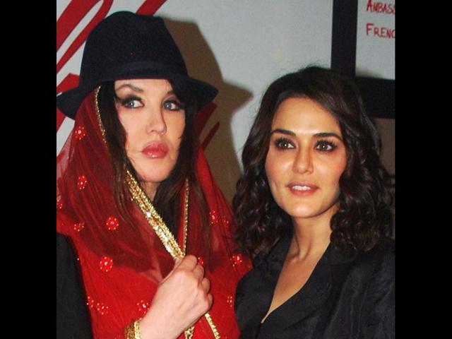 French actress Isabelle Adjani with Preity Zinta during the launch of the movie Ishq in Paris. (UNI)
