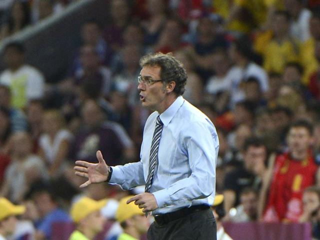 French headcoach Laurent Blanc gestures as he attends the Euro 2012 football championships quarter-final match at the Donbass Arena in Donetsk. AFP/Pierre-Philippe Marcou