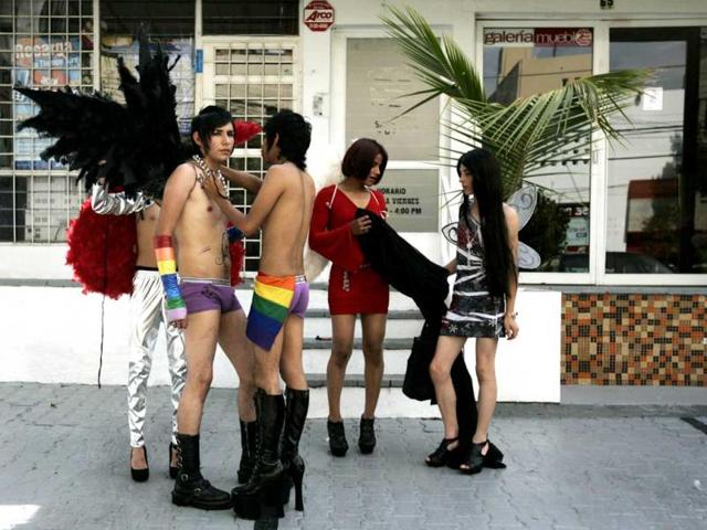 Participants prepare to take part in a parade celebrating sexual diversity in Guadalajara. Reuters/Alejandro Acosta