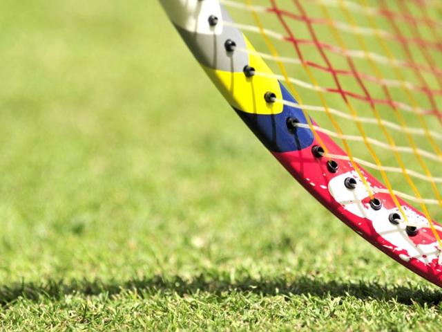 Japan's Kei Nishikori's racket viewed during his first round men's singles match against Kazakhstan's Mikhail Kukushkin on the second day of the 2012 Wimbledon Championships tennis tournament at the All England Tennis Club in Wimbledon, southwest London. (AFP Photo) Japan's Kei Nishikori's racket viewed during his first round men's singles match against Kazakhstan's Mikhail Kukushkin on the second day of the 2012 Wimbledon Championships tennis tournament at the All England Tennis Club in Wimbledon, southwest London. (AFP Photo)