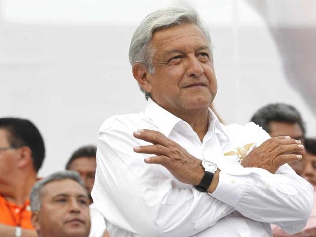 Andres Manuel Lopez Obrador, presidential candidate for the Party of the Democratic Revolution (PRD), gestures during a rally in Toluca. Mexico will hold presidential elections. Reuters/Edgard Garrido