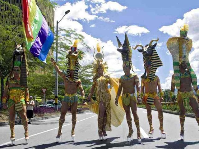 Members of the gay community take part in the Gay Pride Parade in Medellín, Antioquia department, Colombia. (AFP Photo)