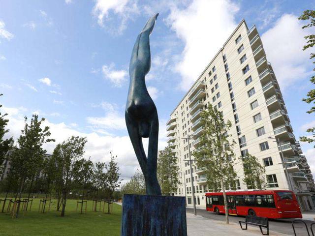 A sculpture of a diver in the Olympic Village built for the London 2012 Olympic Games is seen in Stratford, east London. The village will accomodate up to 16,000 athletes and officials from more than 200 nations. Reuters/Olivia Harris