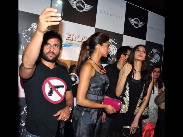 Saif Ali Khan, Deepika Padukone and Diana Penty reached hours late for the press conference at a Santa Cruz venue.