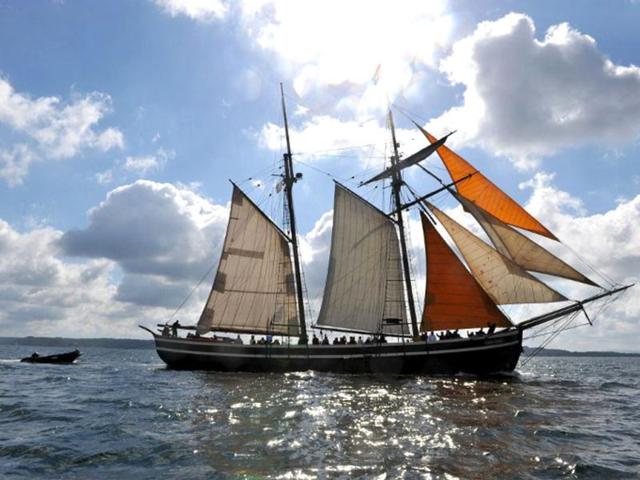 A traditional boat sails in Brest seaport as part of the 2012 Tonnerres de Brest maritime festival which features thousands of traditional sailboats. (AFP Photo/Alain Jocard)