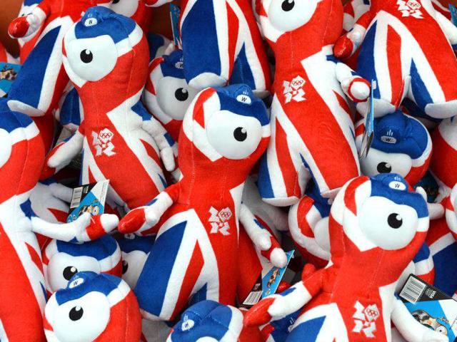 London 2012 Olympic mascots are displayed at the largest pop-up store in Hyde Park. AFP/Miguel Medina