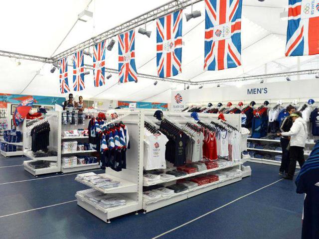 London Olympic products and memorabilia are displayed at the largest pop-up store in Hyde Park. AFP/Miguel Medina