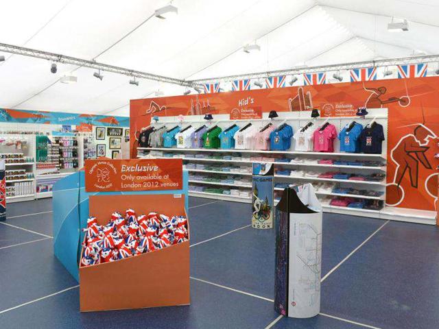 London Olympic products and memorabilia are displayed in Hyde Park, London. AFP/Miguel Medina
