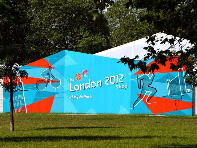 The largest pop-up store in Hyde Park, London is pictured, as Britain prepares to celebrate the Olympic Games. AFP/Miguel Medina