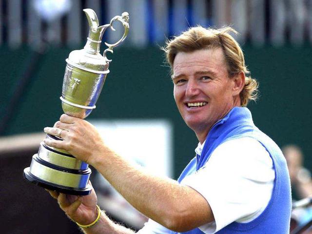 Ernie Els of South Africa holds the Claret Jug after winning the British Open golf championship at Royal Lytham & St Annes, northern England. Reuters/Eddie Keogh