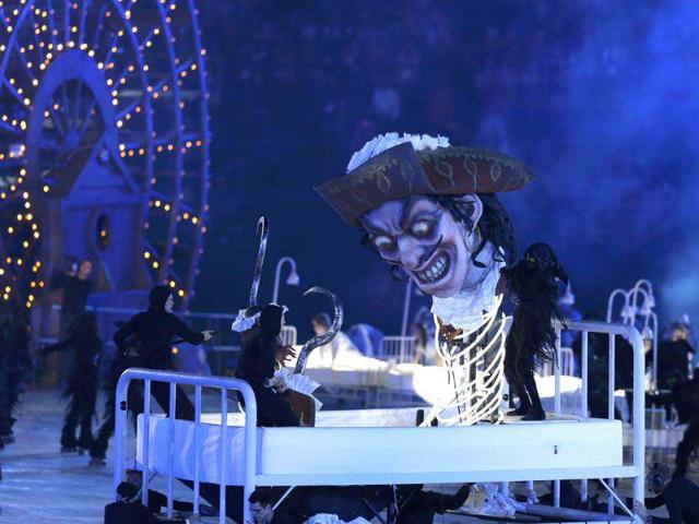 Performers take part in the opening ceremony of the London 2012 Olympic Games at the Olympic Stadium. (Reuters/Phil Noble)