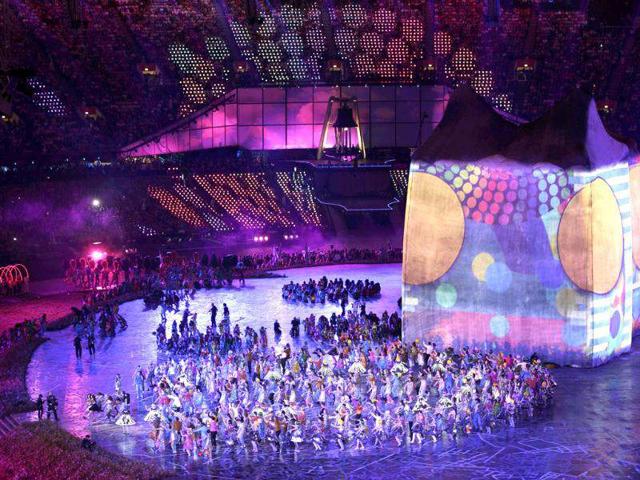 Performers take part in the opening ceremony of the London 2012 Olympic Games at the Olympic Stadium. (Reuters/Max Rossi)