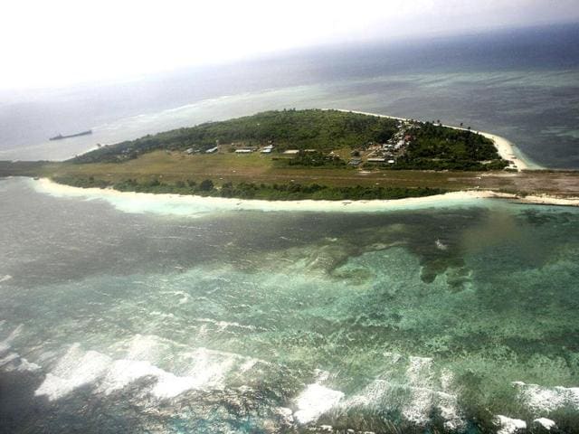 An aerial view shows the Pagasa (Hope) Island, which belongs to the disputed Spratly group of islands, in the South China Sea located off the coast of western Philippines. Reuters photo/Rolex Dela