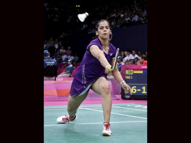 India's ace badminton player Saina Nehwal stormed into the semi finals of the Badminton women's singles at the London Olympics 2012. (AP Photo)