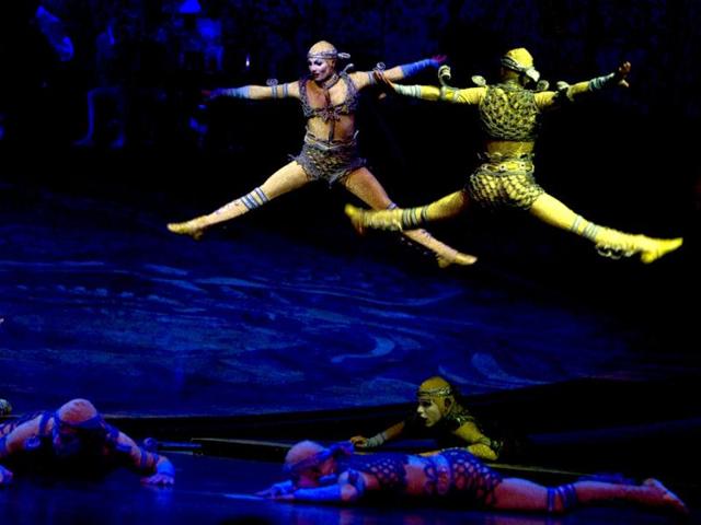 Acrobats perform during Cirque du Soleil's show Alegria in Tel Aviv. The group will present 21 shows in Tel Aviv from August 8 to 25. Reuters Photo