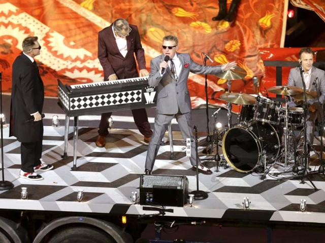 Madness performs "Our House" during the Closing Ceremony in the Olympic Stadium at the 2012 Summer Olympics in London.(AP Photo/Hassan Ammar)