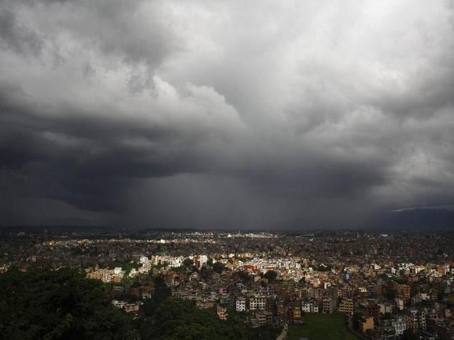 Monsoon clouds loom over the Kathmandu skyline. The monsoon season in Nepal typically last from June to August. REUTERS